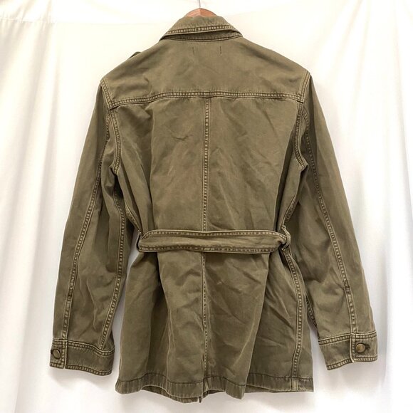 Madewell Womens Military Cargo Utility Button Up Belted Jacket M Green Classic - Picture 2 of 10